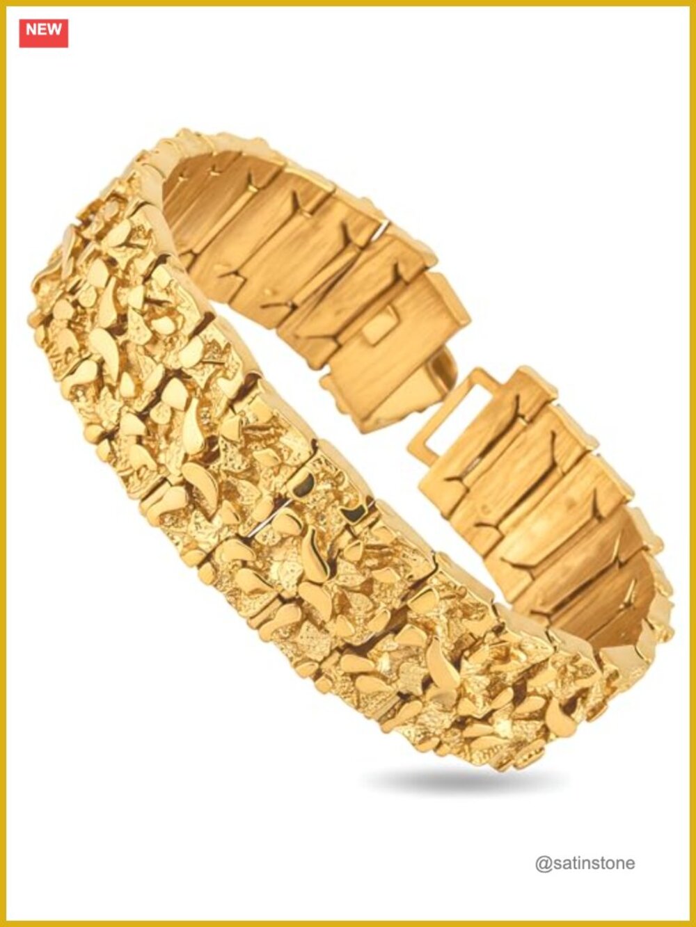 23mm Gold Plated Nugget Bracelet Chunky Statement Bracelet